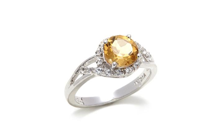 Ravenna Gems Round Gemstone and White Topaz Ring