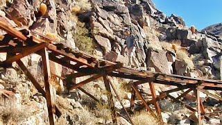 Underground Explore Of Historic Desert Gold Mine, Aerial Tram, Ore Car, Artifacts and Mountain Hike