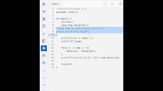 Factorial Program in C
