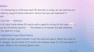 How to Use jQuery to Restrict Input Values in Dynamic Forms with # cell IDs