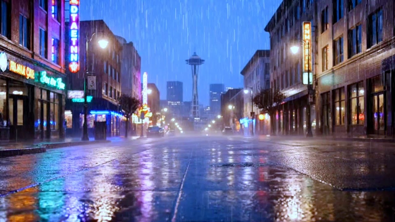 🌧️ Seattle Night Rain Sounds for Sleep | Deep Relaxing Rain & City Ambience 🌃