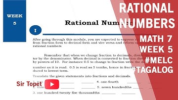 Math 7 Week 5 - Rational Numbers #MathTutorial #SirTopet #RationalNumbers #DepEd #MathOnlineLesson