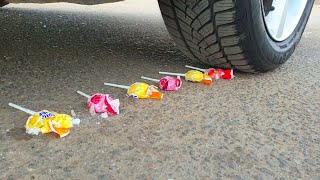 Experiment: Car vs Lollipops- CRUSHING CRUNCHY & SOFT THINGS BY CAR.