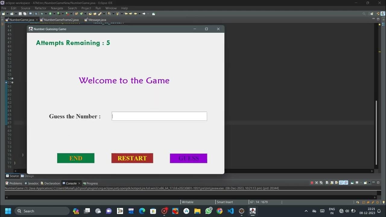 Number Guessing Game using JAVA #java #swing #numbergame #internship ...