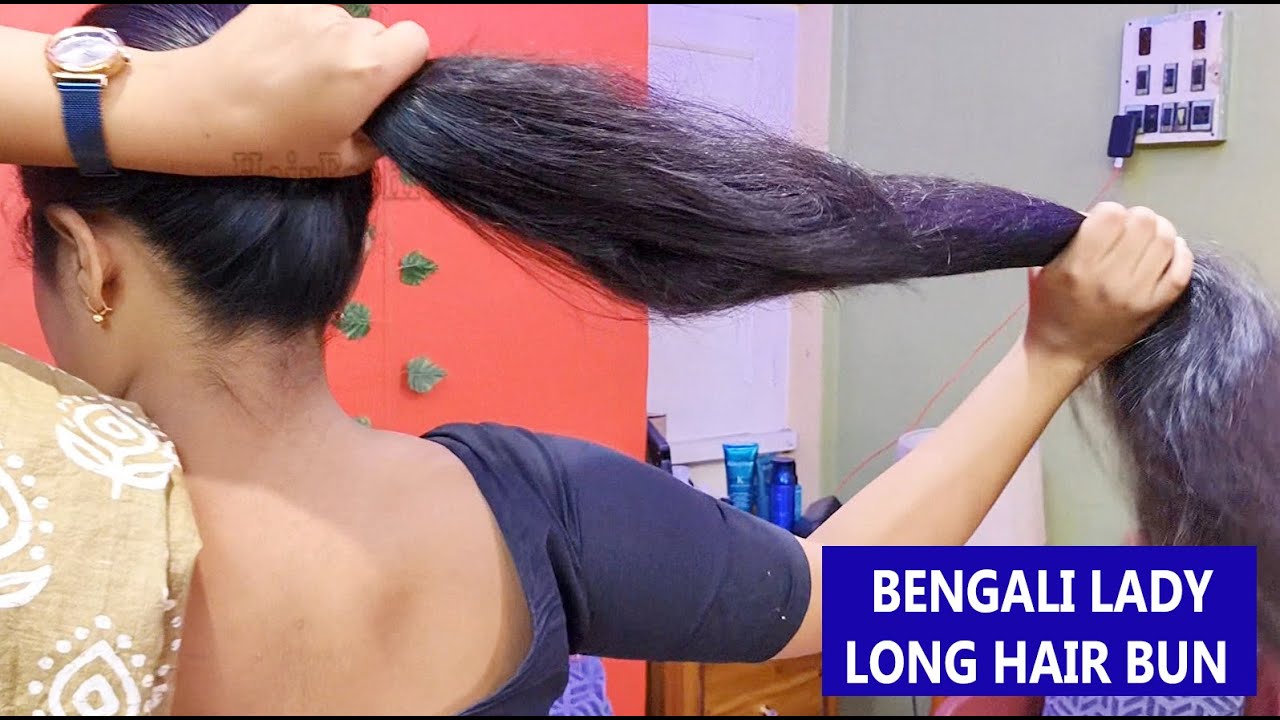 BENGALI LADY | CLUTCHER BUN HAIR STYLE | বাঙালি নারীর লম্বা চুলের খোঁপা