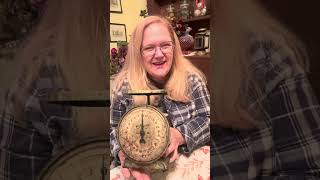 1930’s Kitchen Scale, original green paint and aged dial.@ https://mysweetvintagehome.etsy.com