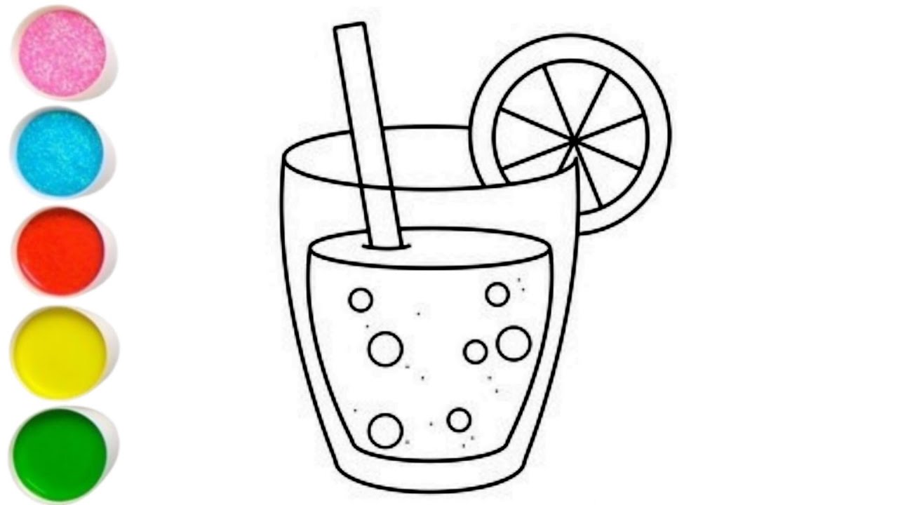 Lemonade Glass with Straw Drawing, Painting & Coloring For Kids and Toddlers_ Kids Art