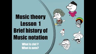 Brief History of Music notation, Music theory Lesson 1, what is note? what is clef?
