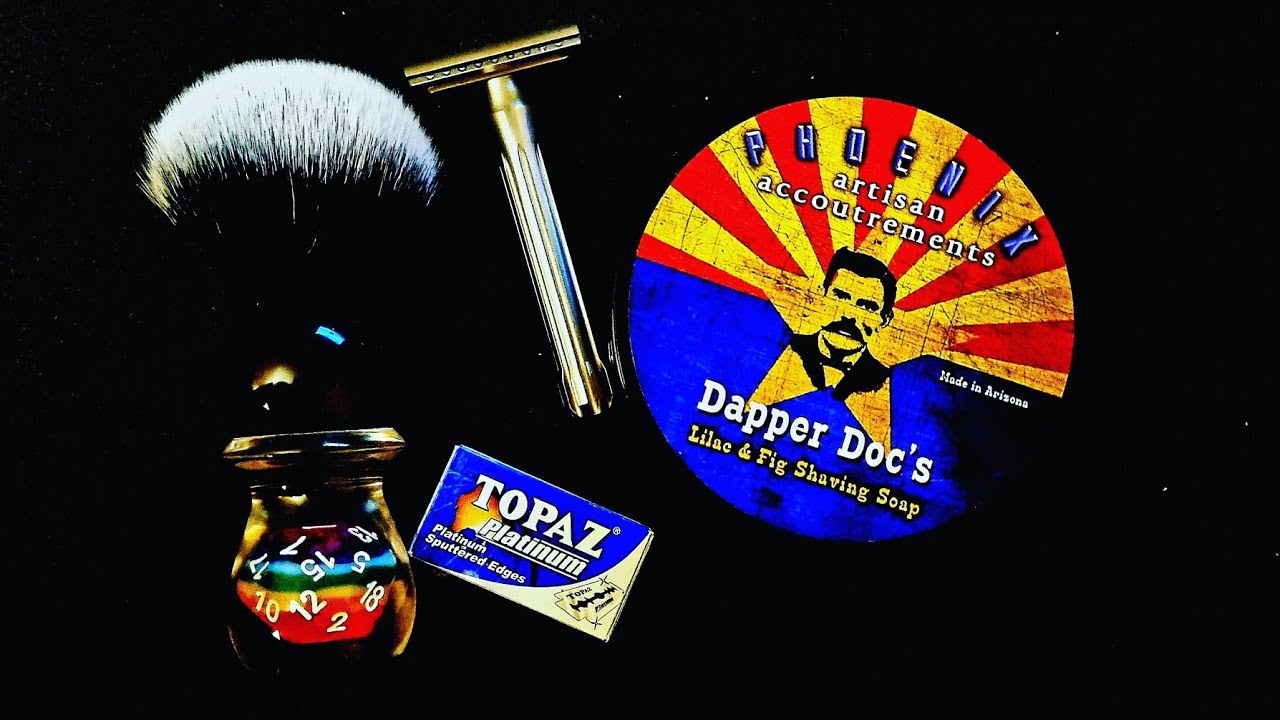 ⁣P.A.A. Dapper Doc's Shaving Soap. Blackland Blackbird Razor. Topaz Blade. Yaqi Brush
