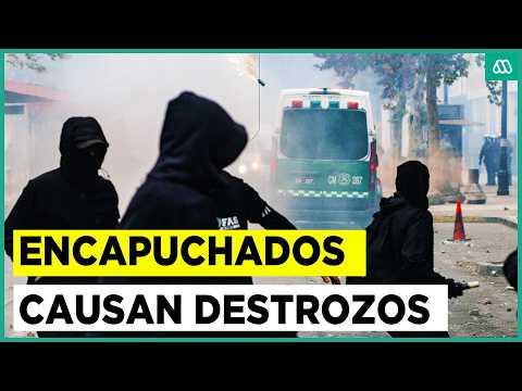 Encapuchados causan destrozos en marcha del Día del Trabajador en Alameda