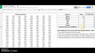Basic Stats with a set of Random Numbers