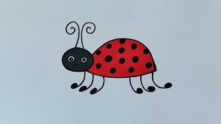 رسم دعسوقة كیوت، رسم للاطفال  ,Draw a cute ladybug