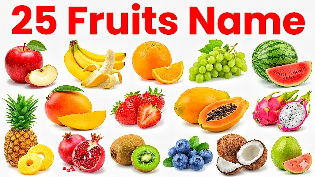 Fruits Name for Kids | Fruits Name English to Hindi | Learn Fruits Name & Pictures | फलों के नाम 