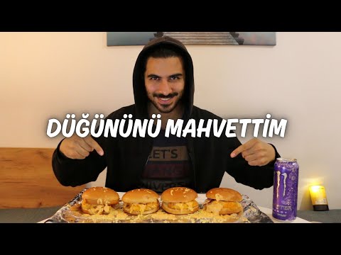 ARKADAŞIMIN DÜĞÜNÜNÜ MAHVETTİM | Cheddar Bombası Burgerler Mukbang