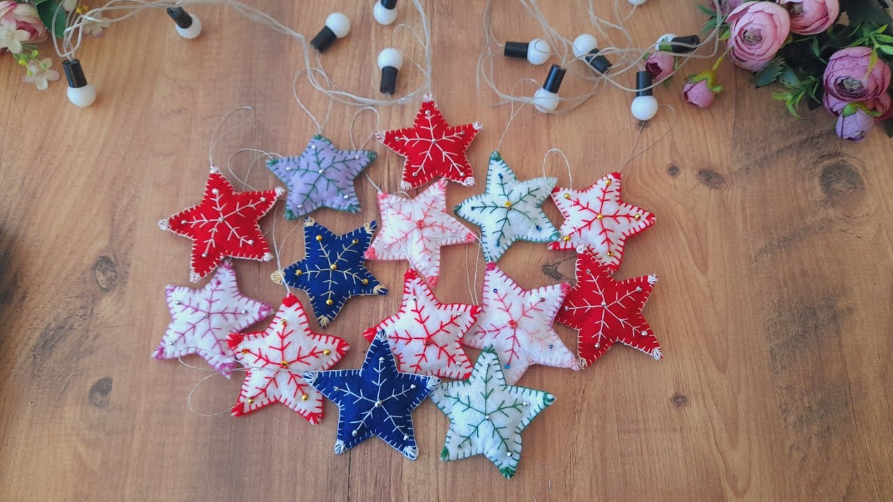 Как сделать украшения в виде звёзд из фетра / Простая и стильная идея для поделок своими руками /...