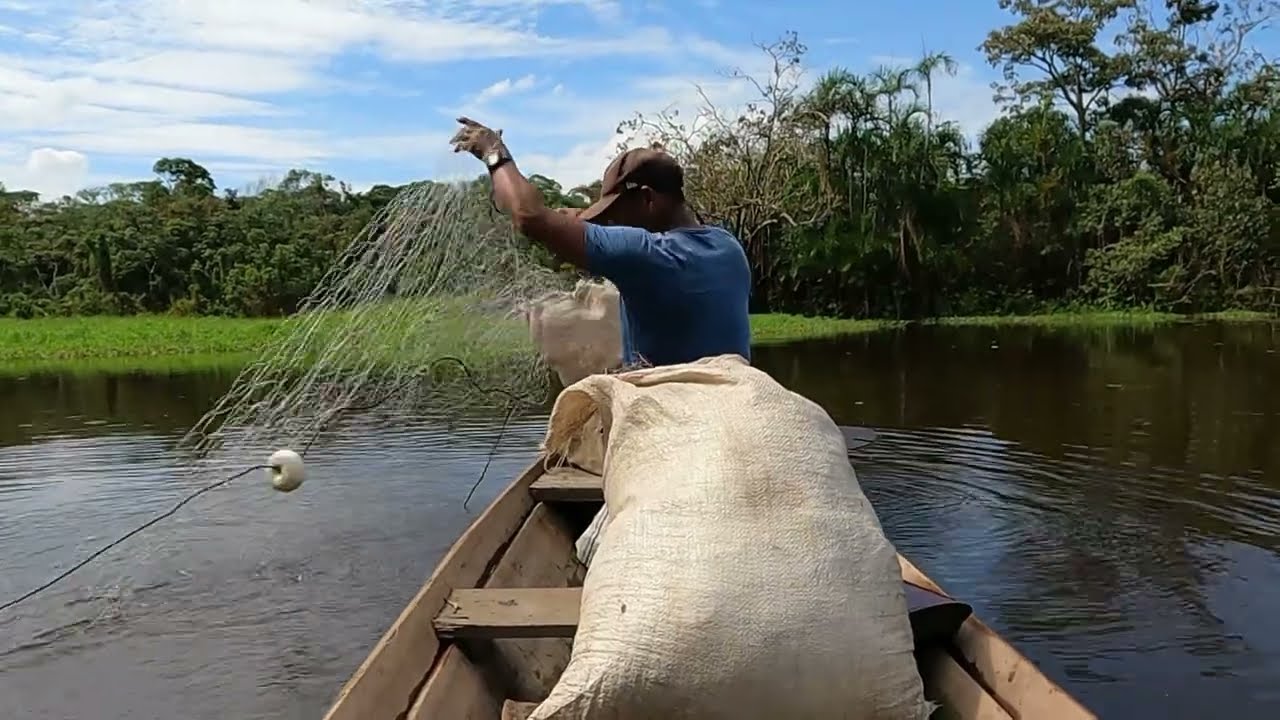 Colocando a malhadeira para pegar peixes - Tem o local Específico