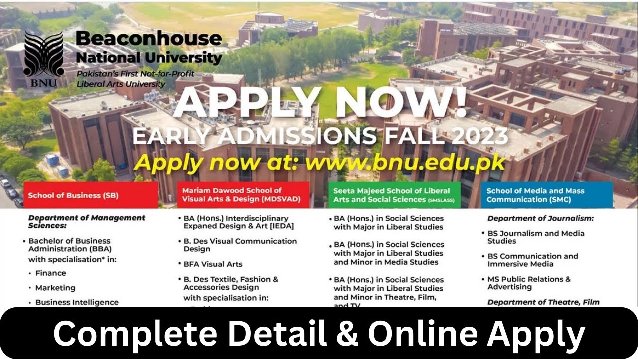 Beacon House National University Lahore Admission 2023 How To Apply