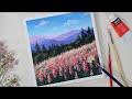 Coral Flower Fields/ Easy acrylic painting for beginners / PaintingTutorial