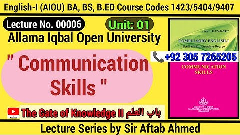 Unit 1 Lecture 6 BA,B.ED,BS, English 1 Course Codes 1423/5404/9407 Allama Iqbal Open University