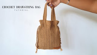 EASY CROCHET DRAWINGS BAG (ENG SUBTITLE) #EP.13 | สอนถักกระเป๋าโครเชท์หูรูดแบบง่ายๆ ใช้เวลาไม่นาน