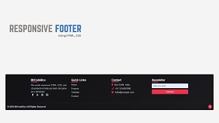 Responsive Footer design using HTML, CSS & JAVASCRIPT.