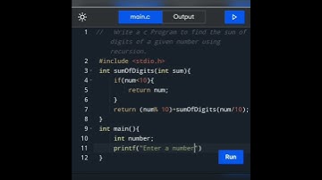 How to write a c Program to find the sum of digits of a given number using recursion.