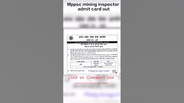 Mppsc mining inspector admit card out 2023-2024 exam #mppsc #pcs #mininginspector #govtjobs
