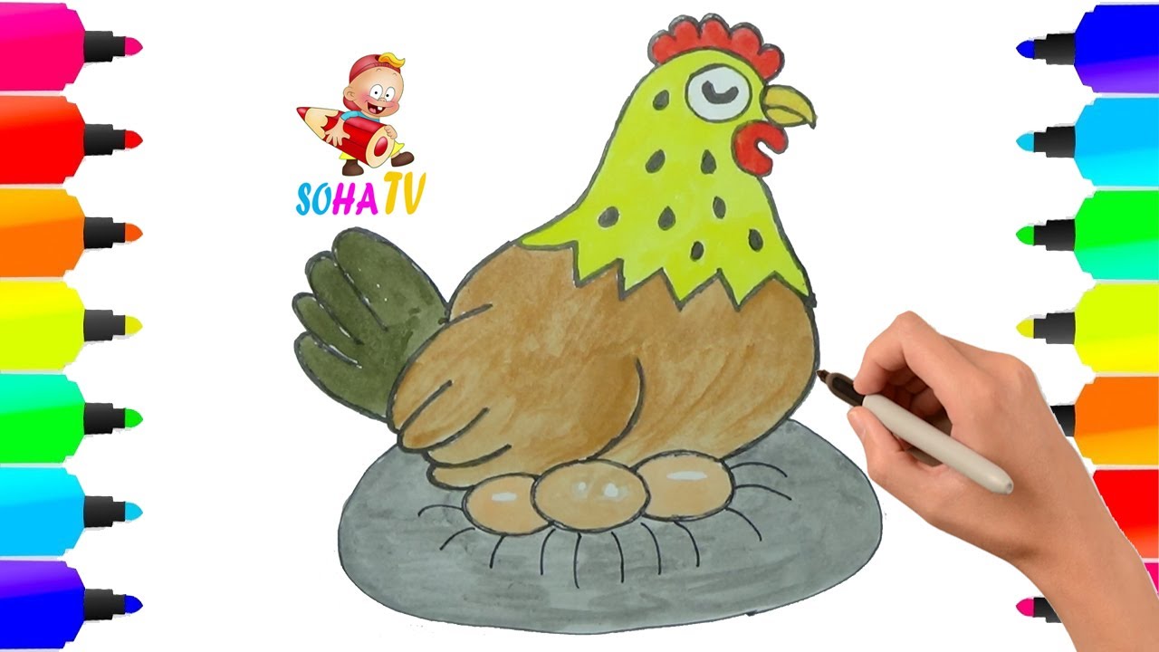 Vẽ Con Gà - Bé Tập Vẽ Gà Mái Đang Ấp Trứng - How To Draw A Chicken (Hen)  Mới Nhất 2022 - Vẽ.Vn