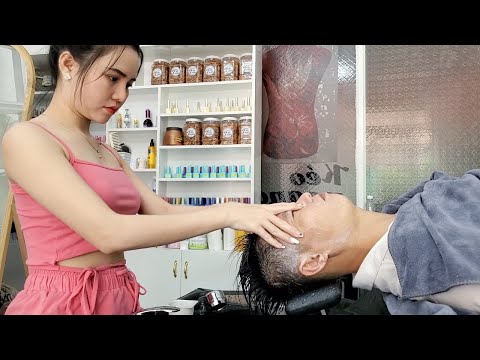 A man's greatest happiness is being massaged by a beautiful girl every day, Vietnam barbershop