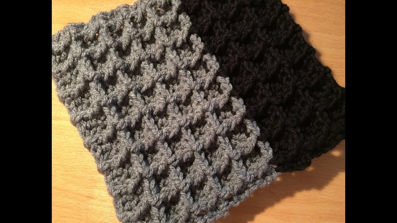 Ευκολος και Γρηγορος πλεχτος λαιμος  με πλεξη Βαφλα.