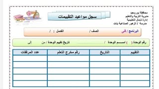 @ شرح كيفية إعداد وتنفيذ سجل تقييم الوحدات للصف الأول والتاني الخاص ببرنامج فني ملابس جدارات