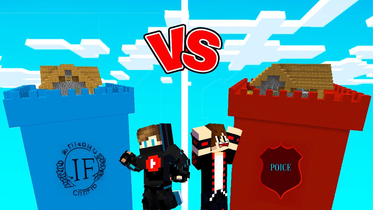 ماين كرافت : حـرب الأبراج الطويلة ولكن برج الشرطة ضد برج الحرامية !!؟ 😱🔥