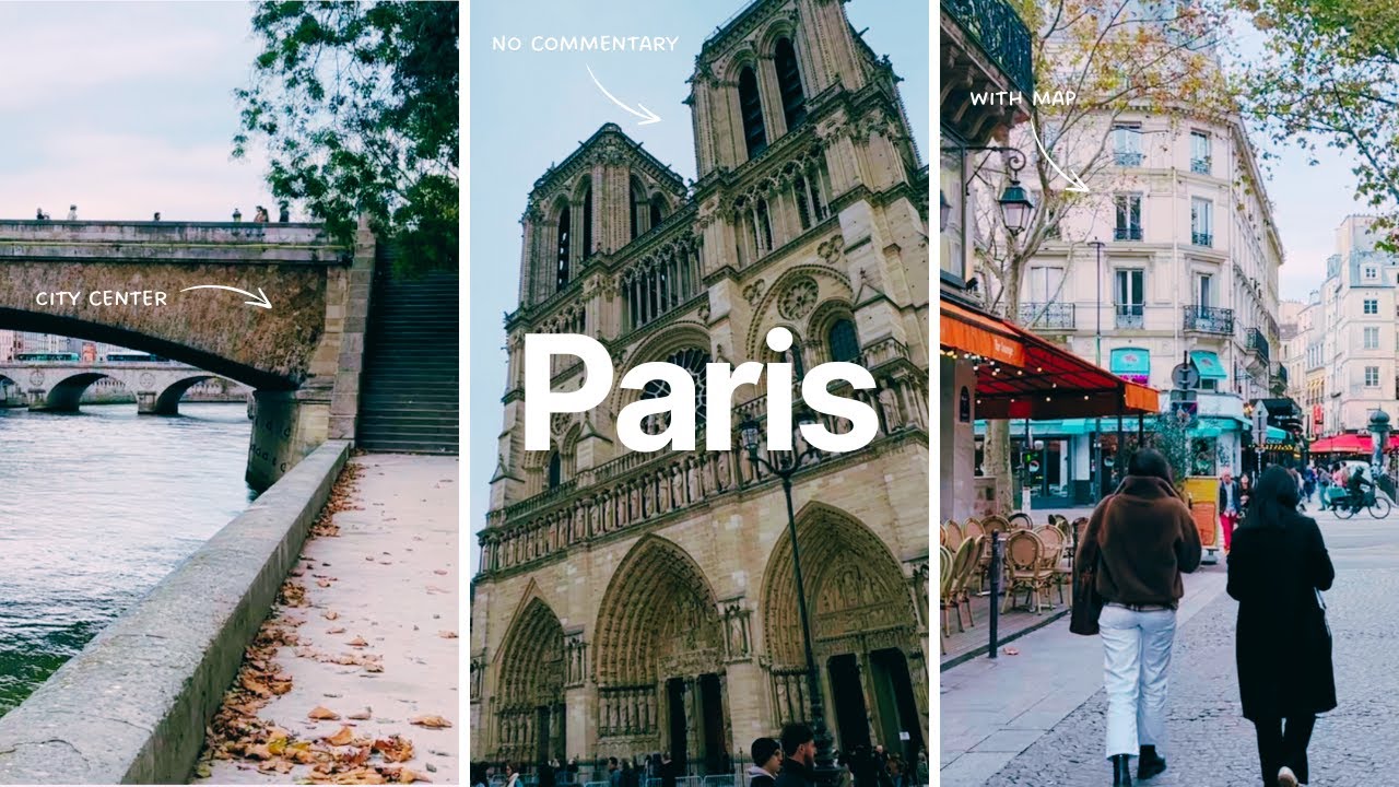 Paris Walking Tour | No Commentary • City Sounds • Map