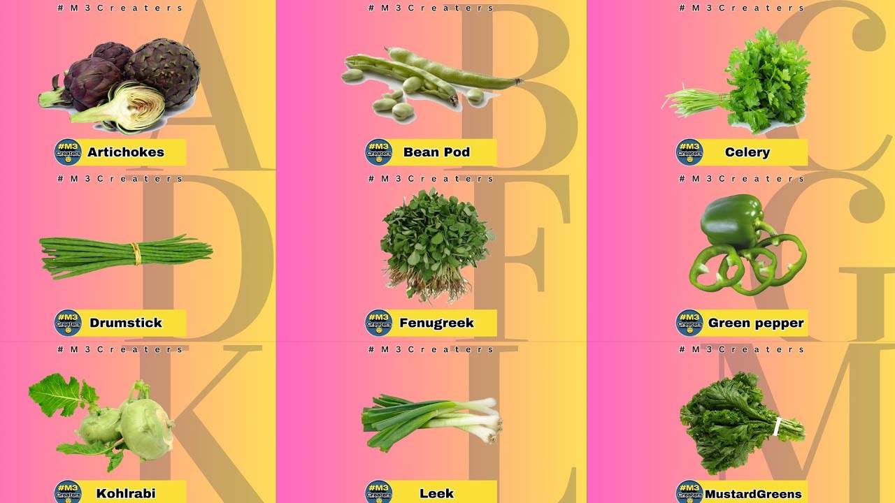 A to z vegetables for children learn name s pronunciation voice