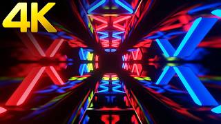 4k 60Fps Infinte Blue & Red Neon Light Tunnel || Abstract Ultra HD Retro Cyberpunk Background Video