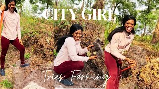 My First Time Digging Yam| 🇯🇲 City Girl Tries Farming 😲