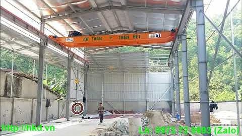 Cầu trục dầm đôi 5 tấn di chuyển khi mang hàng