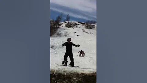 Dancing Alaska Snowboarder