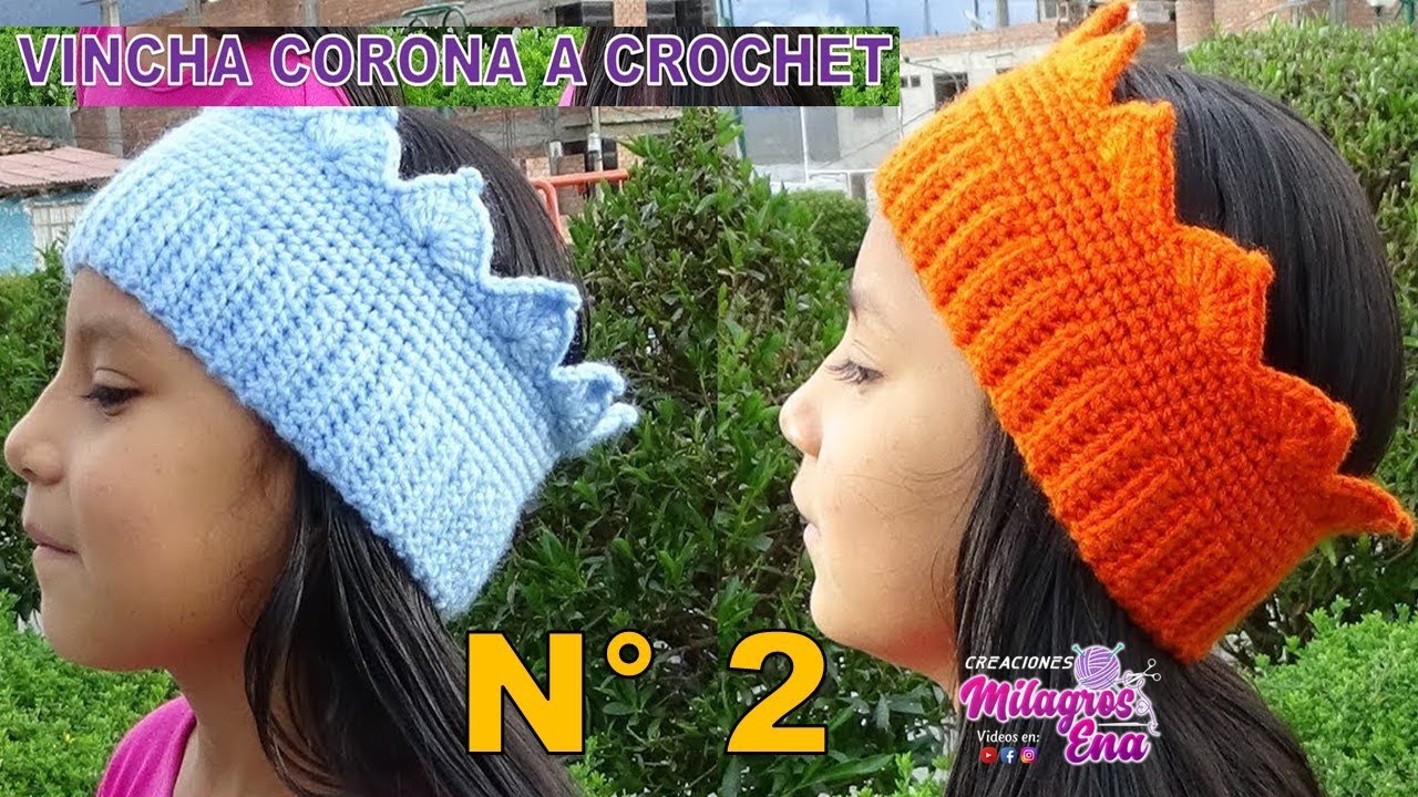 crochet hair Vincha o Diadema a crochet en forma de Corona paso a paso para diferentes edades