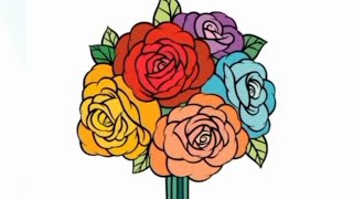 Rose Colouring | Rose painting by number | Rose bouquet colouring | Colouring games #shorts screenshot 3