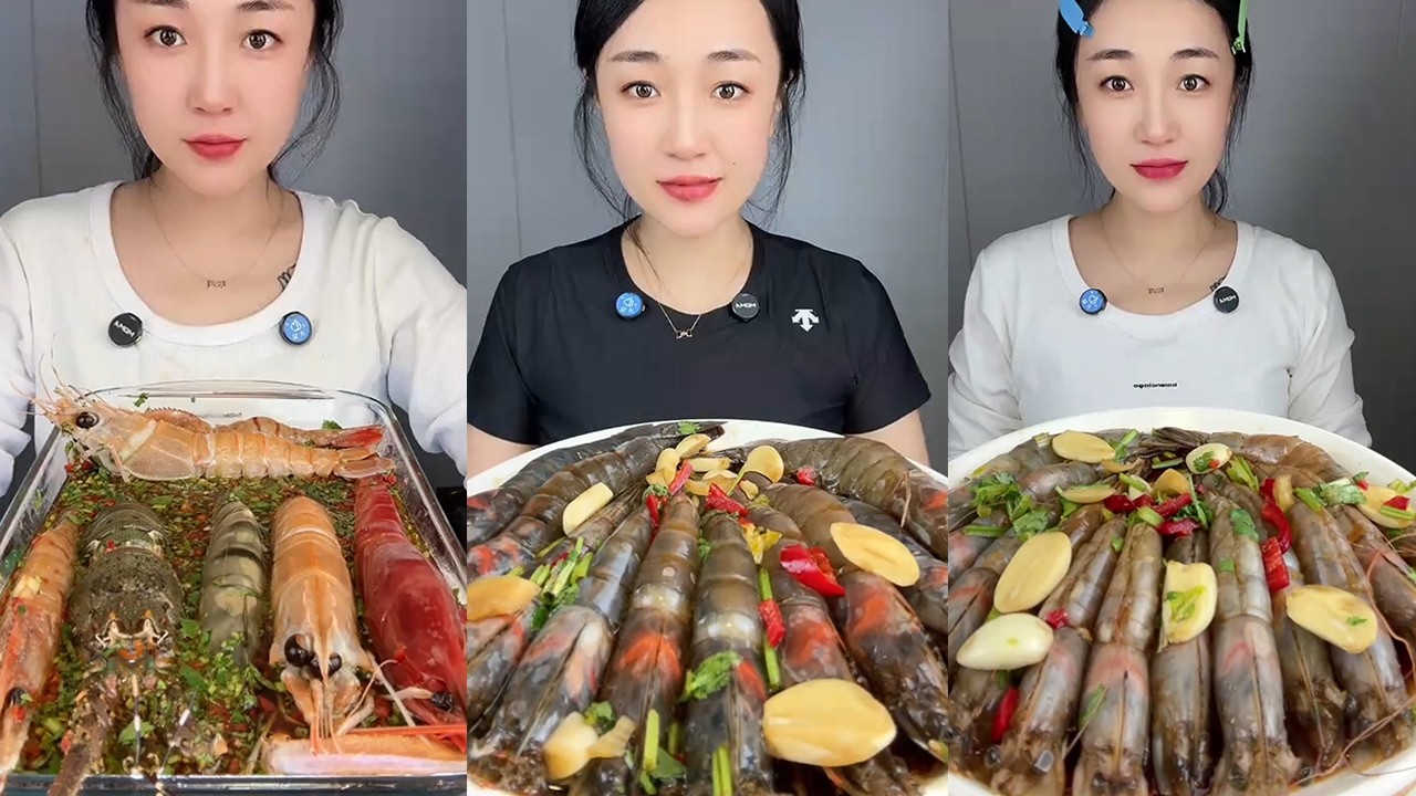【Yummy】Marinated Shrimp Platter + Thai Shrimp + Spicy Shrimp🦞🦐🍋🌶🧄#mukbang#asmr#Seafood