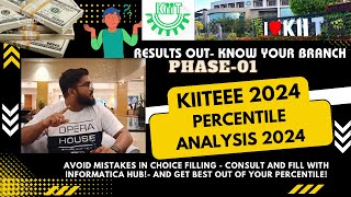 KIITEEE 2024 Phase 1 Percentile Analysis  brief about the branches you can get in scored percentile!