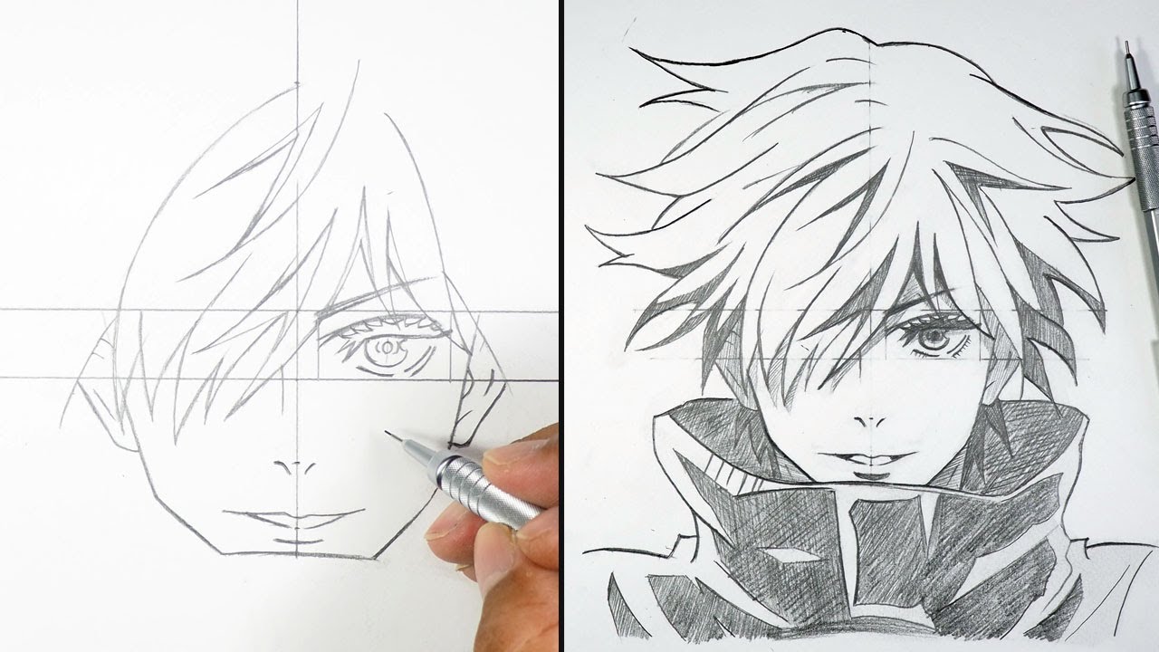 Simple as that . . ., #anime #gojo #tutorial #animeart #pencil #sket, how to draw gojo