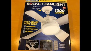 Socket Fan Cool Light E26 E27 Base Cordless Wireless Fan 1,000 Lumen 5,000 Kelvin LED Bulb Ceiling