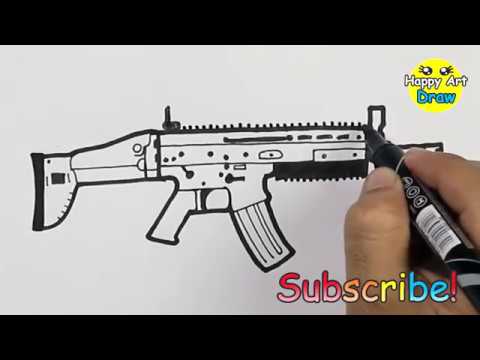 How To Draw Scar L Assault Rifle Pubg Happy Art Kids Youtube