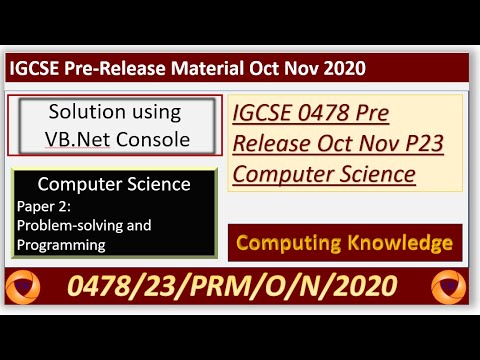 0478 Oct Nov 2020 Pre Release P23 Solution Computer Science || IGCSE ...