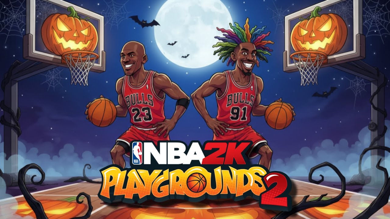 NBA 2K Playgrounds 2 Gameplay - Michael Jordan & Dennis Rodman On Halloween Court
