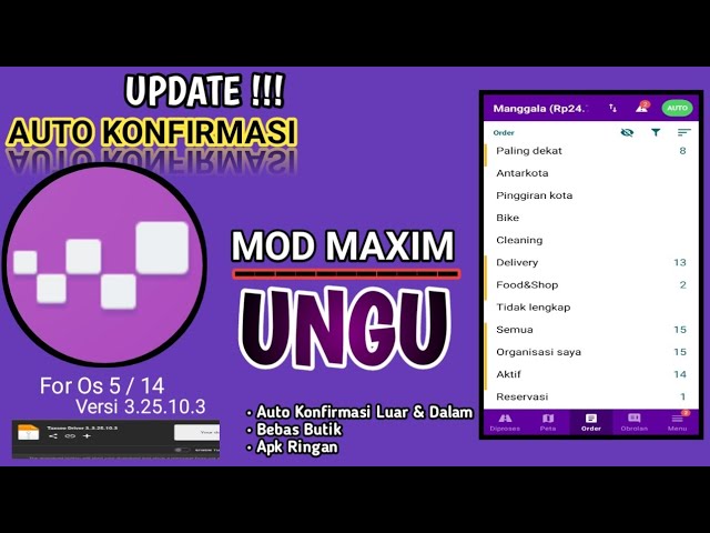 MOD MAXIM TAXSEE DRIVER 3 UNGU || AUTO KONFIRMASI LUAR & DALAM TERBARU class=