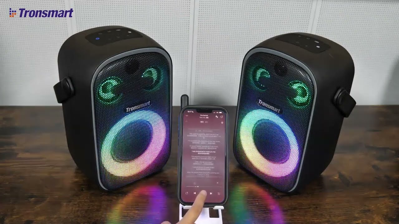 Tronsmart Halo 100 Altoparlante Bluetooth 5.3 Portatile, 60W, Luci LED, Impermeabilità IPX6, 18H di Riproduzione, Suono Stereo, Batteria Esterna e App, per Esterni - Tronsmart
