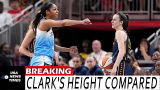 Caitlin Clark's height compared to fellow star Angel Reese as they exchange blows